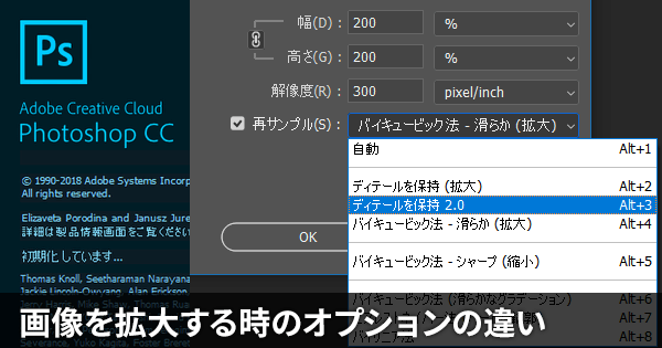 Photoshopで画像サイズを拡大するときのオプションによる画質を比較してみた ディテールを保持 2 0 ディテールを保持 バイキュービック法 滑らか Dtpサポート情報