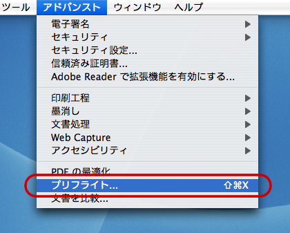 Acrobat8のプリフライト(PDF/X-1a準拠)(2)