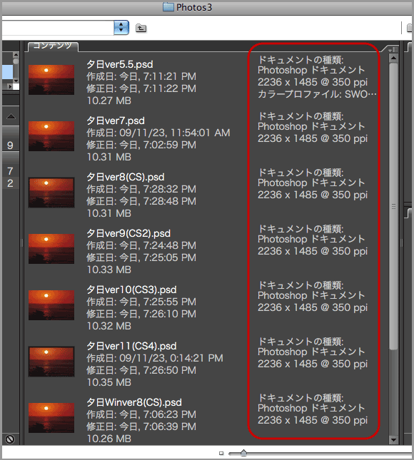 Bridge CS3で解像度確認(5)