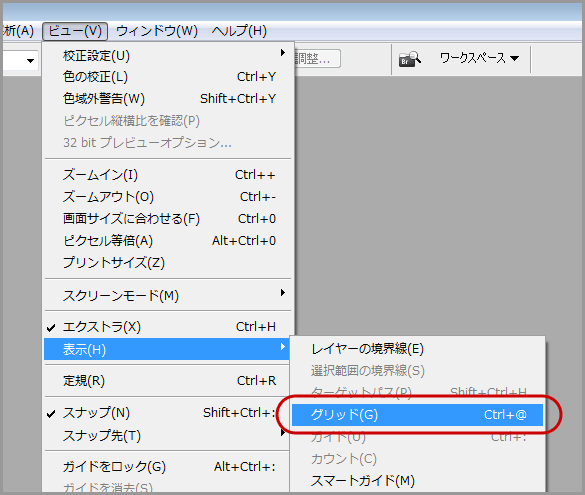 Photoshop CS4みたいな拡大時の線をCS2やCS3などでも入れる(9)