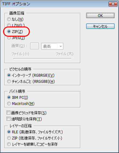 TIFFでZIP圧縮(2)