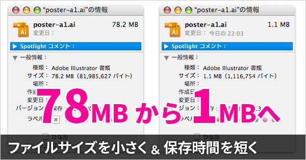 Illustratorで保存時間を早く ファイルサイズを劇的に小さくする簡単