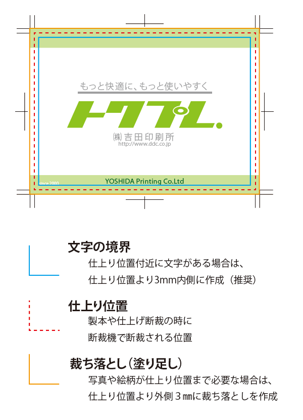 トンボと裁ち落とし 塗り足し について 印刷データ作成ガイド 相談できる印刷通販トクプレ