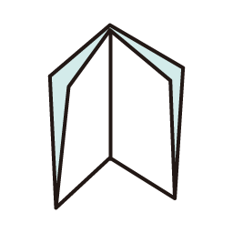 折り加工：直角四つ折り（クロス折り、8ページ折り）