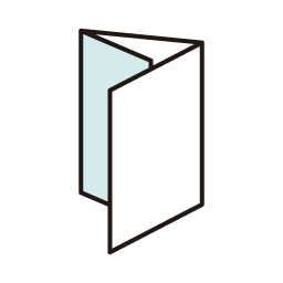折り加工：巻き三つ折り（6ページ折り）
